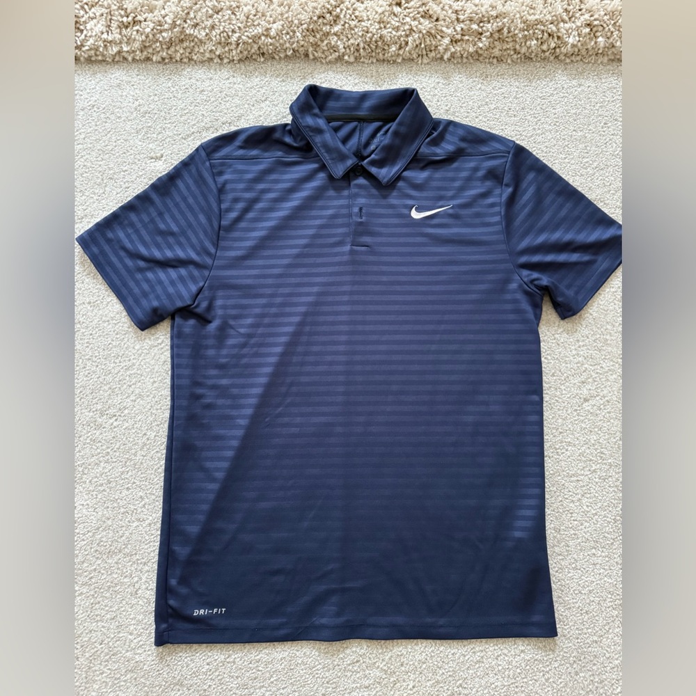 Nike Men's Striped Dark Blue Polo Shirt
